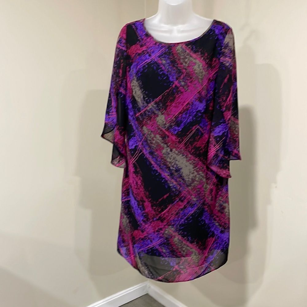 NWOT AGB purple pink black dress. Size 10 M medium